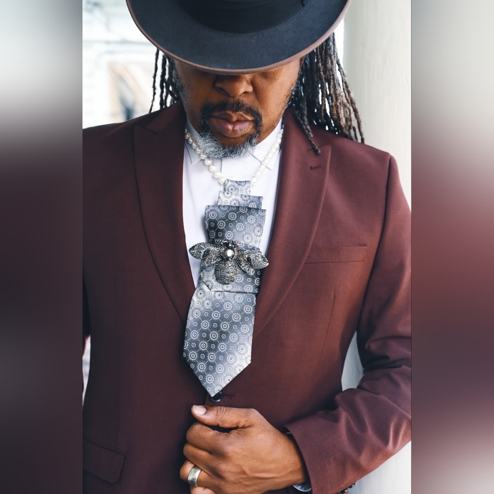 Statement Unisex Upcycled Necktie Interchangeable With Any Necklace, Handmade - Picture 6 of 8